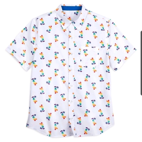 Disney Other - Mickey Mouse rainbow unisex woven shirt size M
